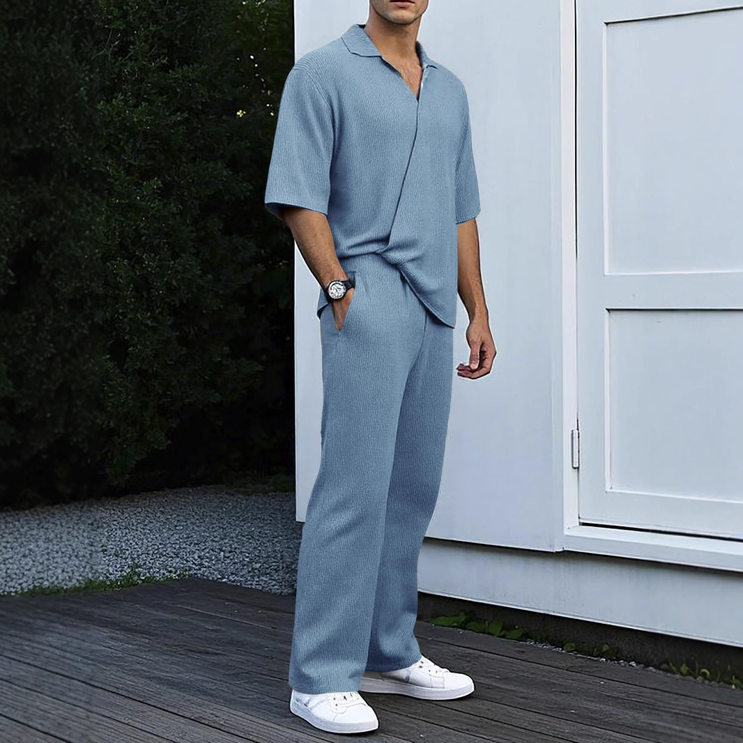 para hombre de manga corta camisa & pantalón Set