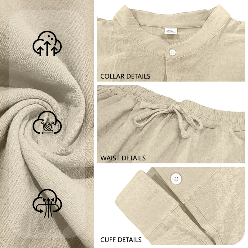 para hombre de lino camisa & pantalón Set