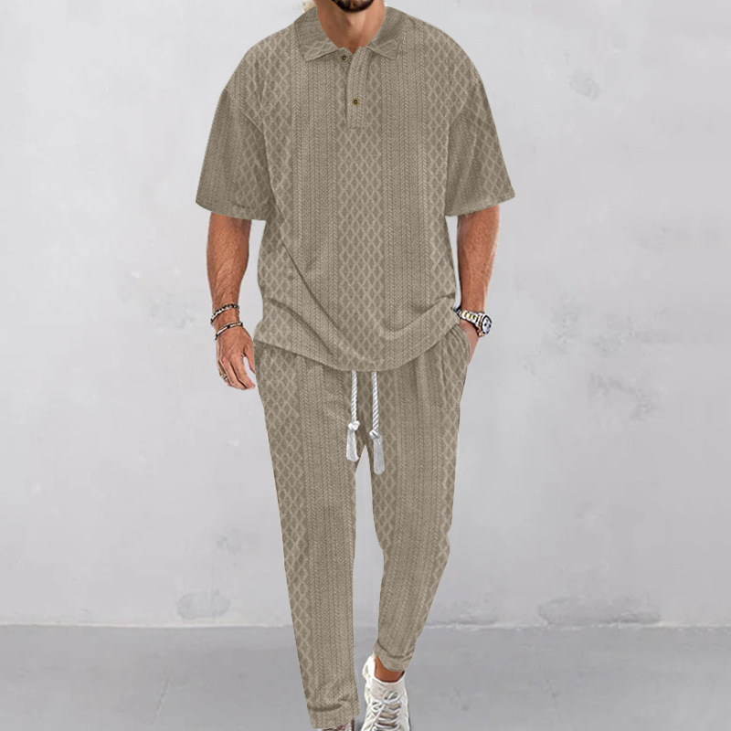 para hombre solid-color de manga corta top and long pantalón conjunto de dos piezas