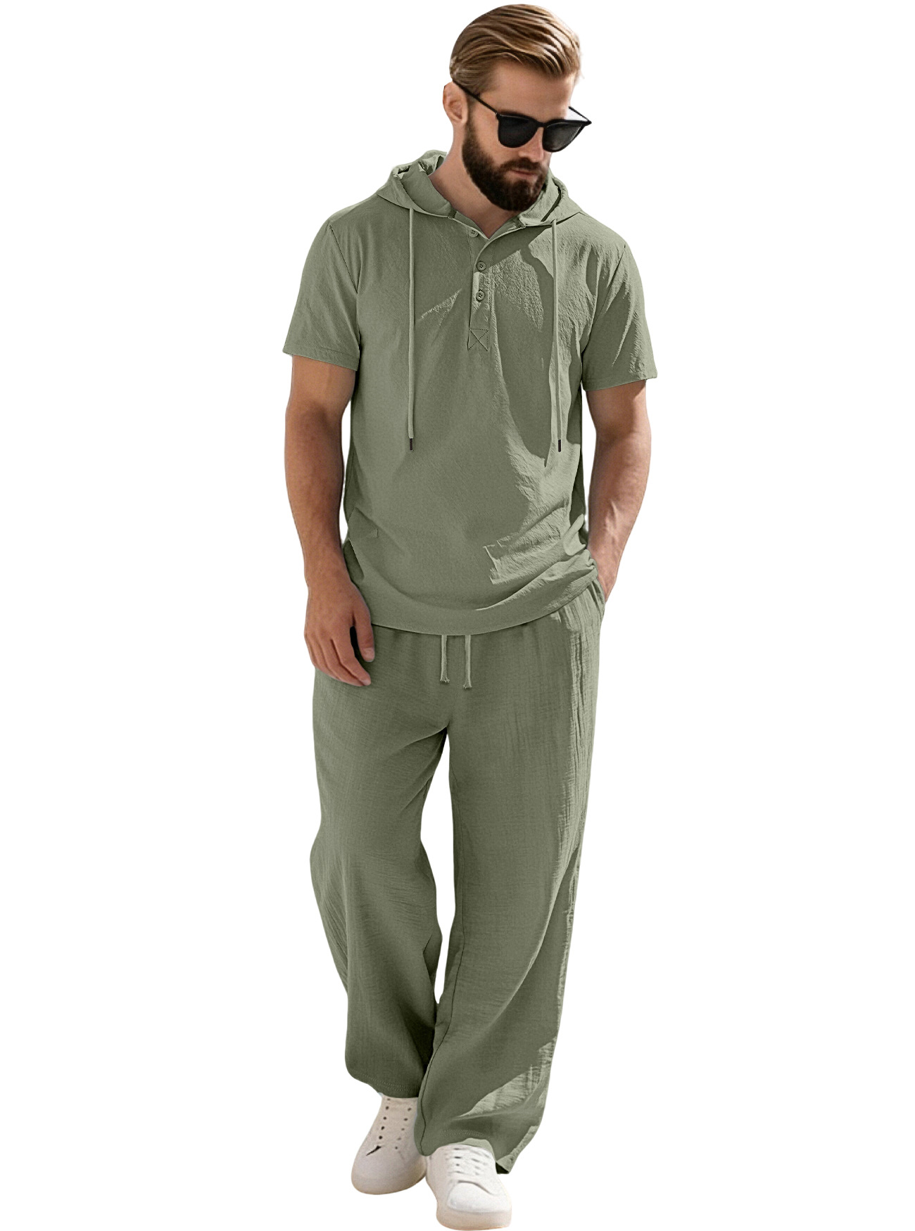 para hombre de manga corta sudadera con capucha & pantalón Set