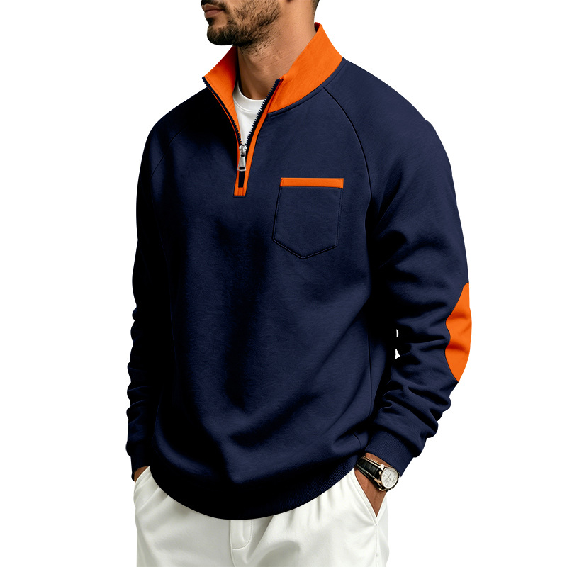para hombre Fleece-Lined Half-Zip Sweacamiseta | Warm de manga larga Pullover