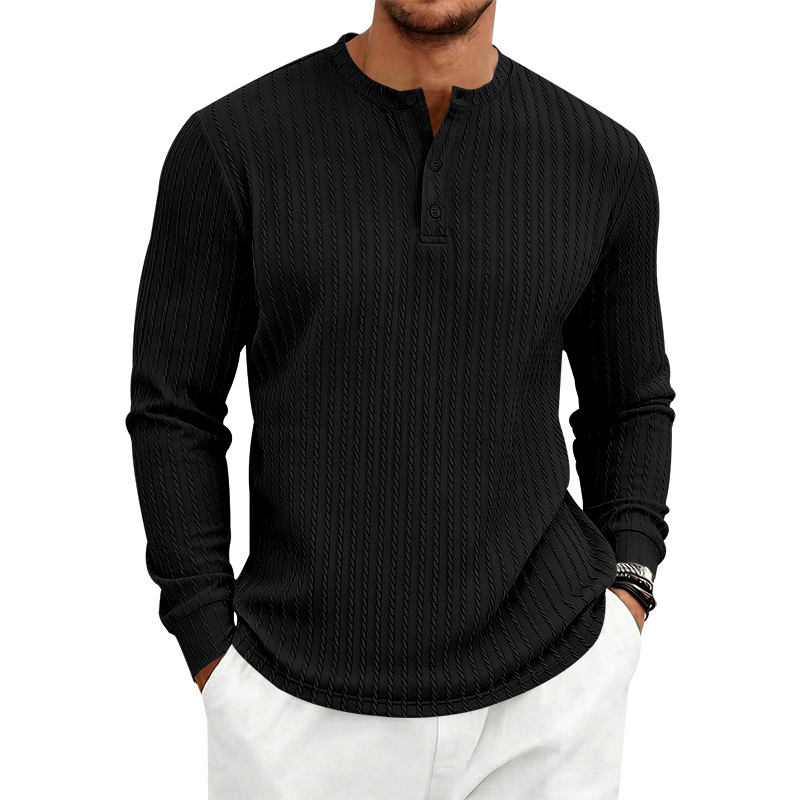 para hombre Textured tejido Henley camisa | Relaxed Fit de manga larga Top