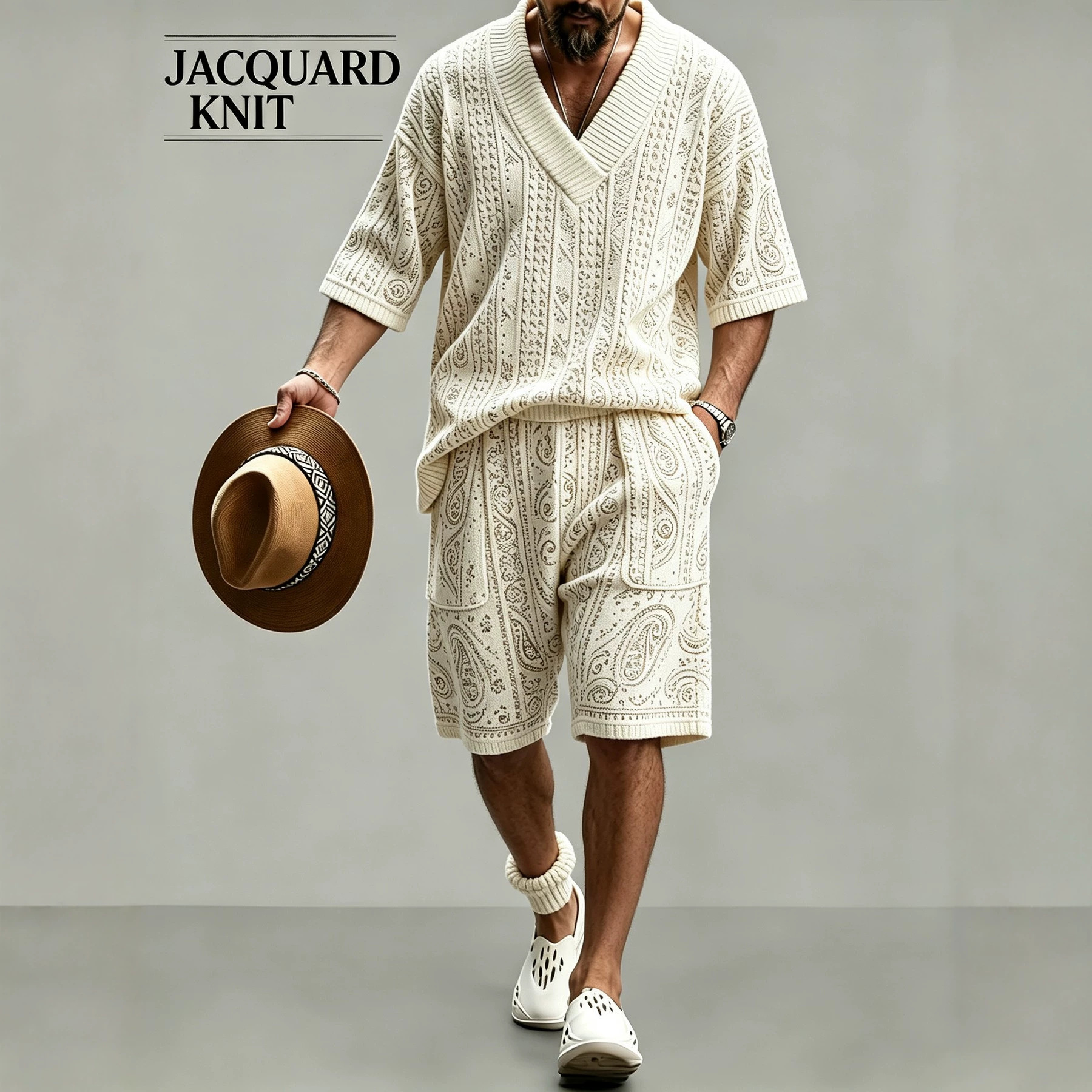 para hombre de manga corta camisa & shorts Set