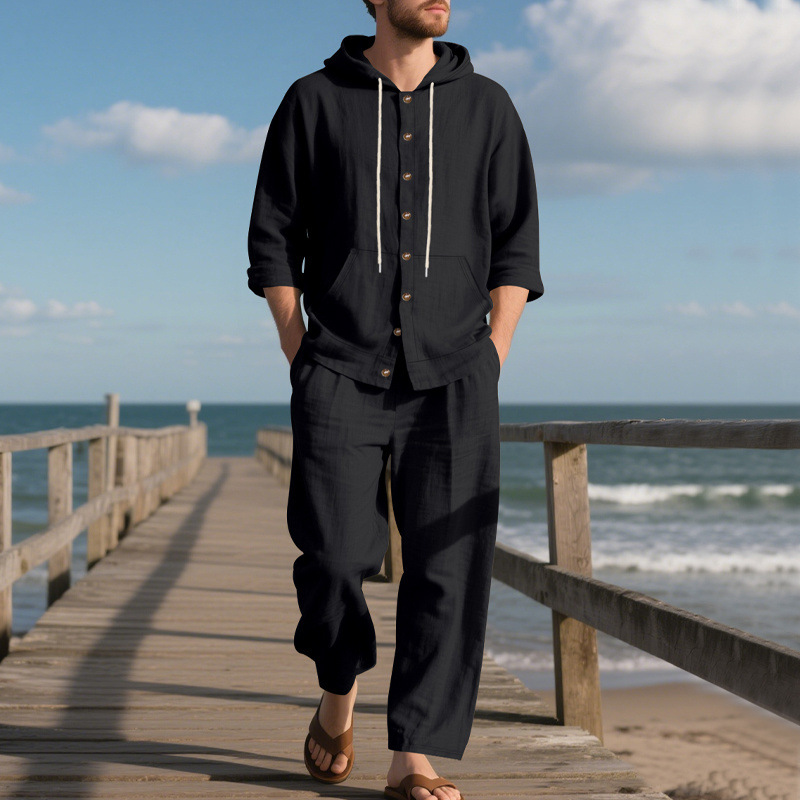 para hombre de lino camisa & pantalón Set
