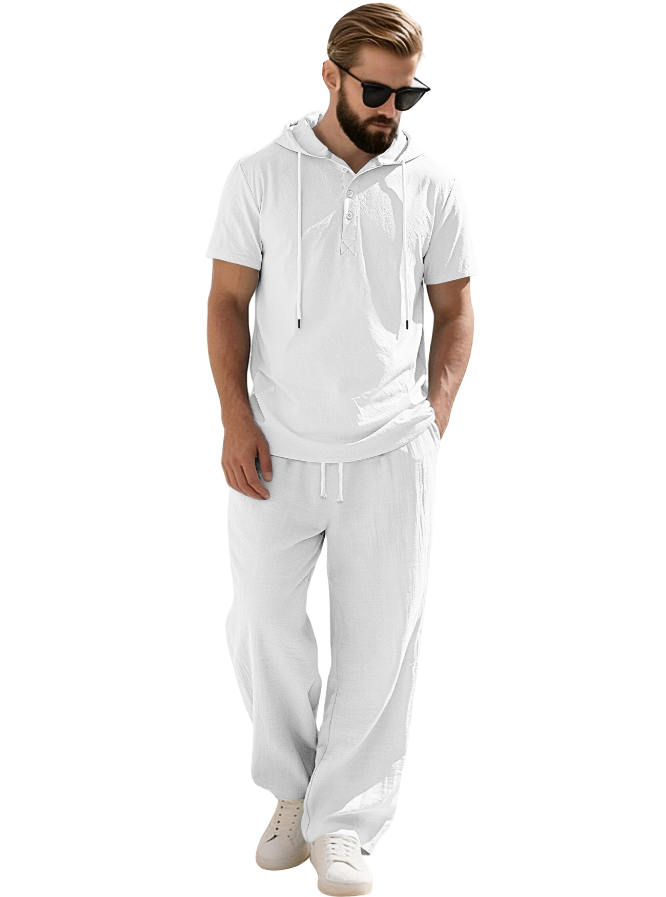 para hombre de manga corta sudadera con capucha & pantalón Set