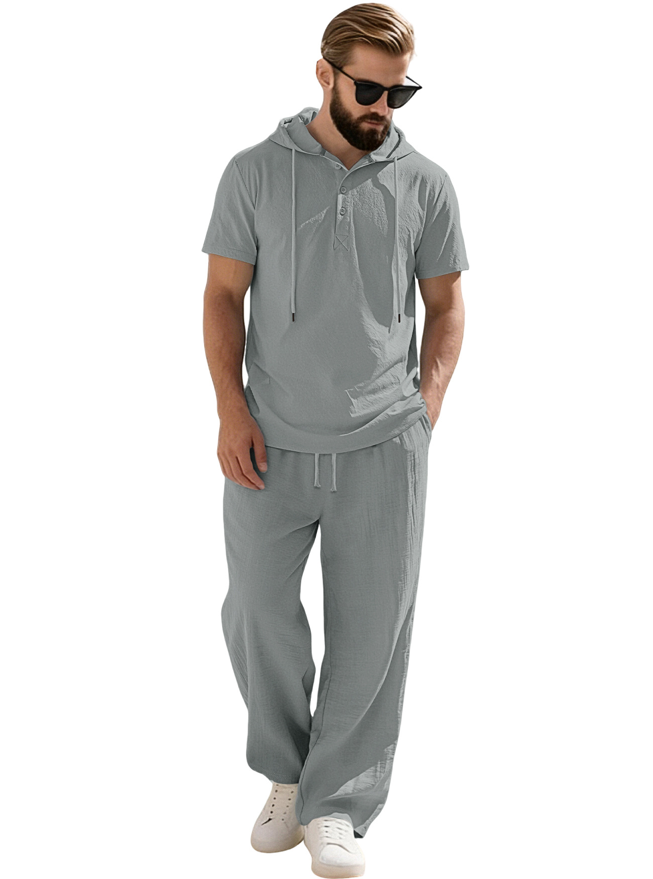 para hombre de manga corta sudadera con capucha & pantalón Set