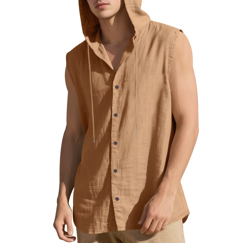 para hombre Sleeveless de lino camisa