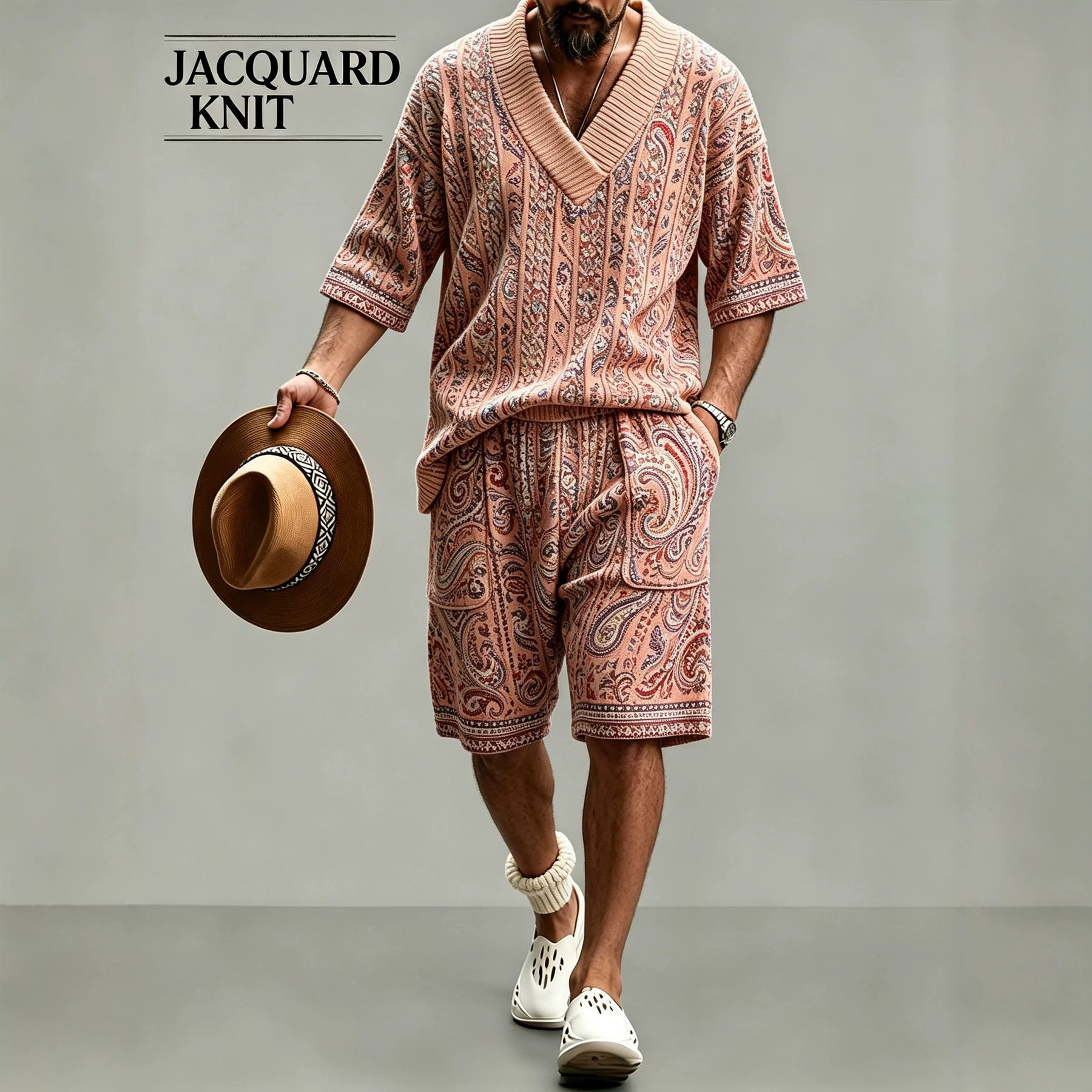 para hombre de manga corta camisa & shorts Set