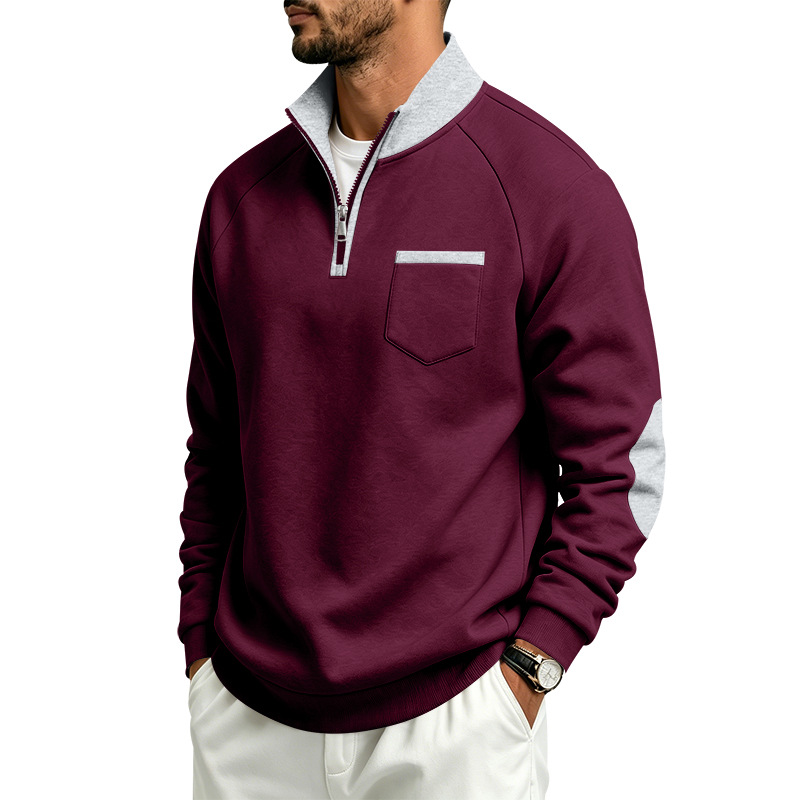 para hombre Fleece-Lined Half-Zip Sweacamiseta | Warm de manga larga Pullover