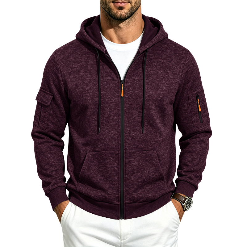 para hombre holgado-fitting fleece-lined hooded casual chaqueta