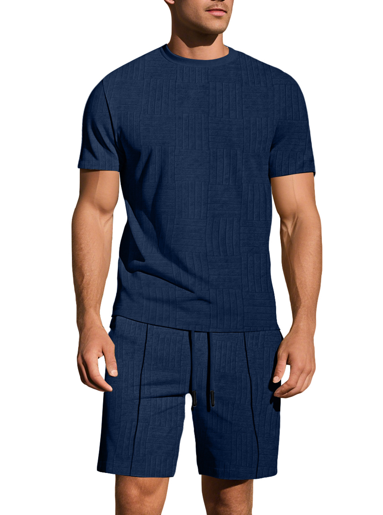 para hombre Relaxed de manga corta Jacquard camisa & shorts Set