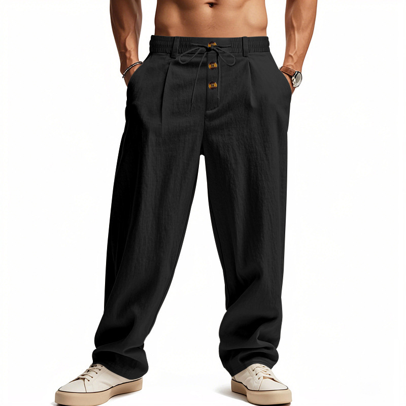 para hombre de lino Relaxed Straight-Leg pantalón