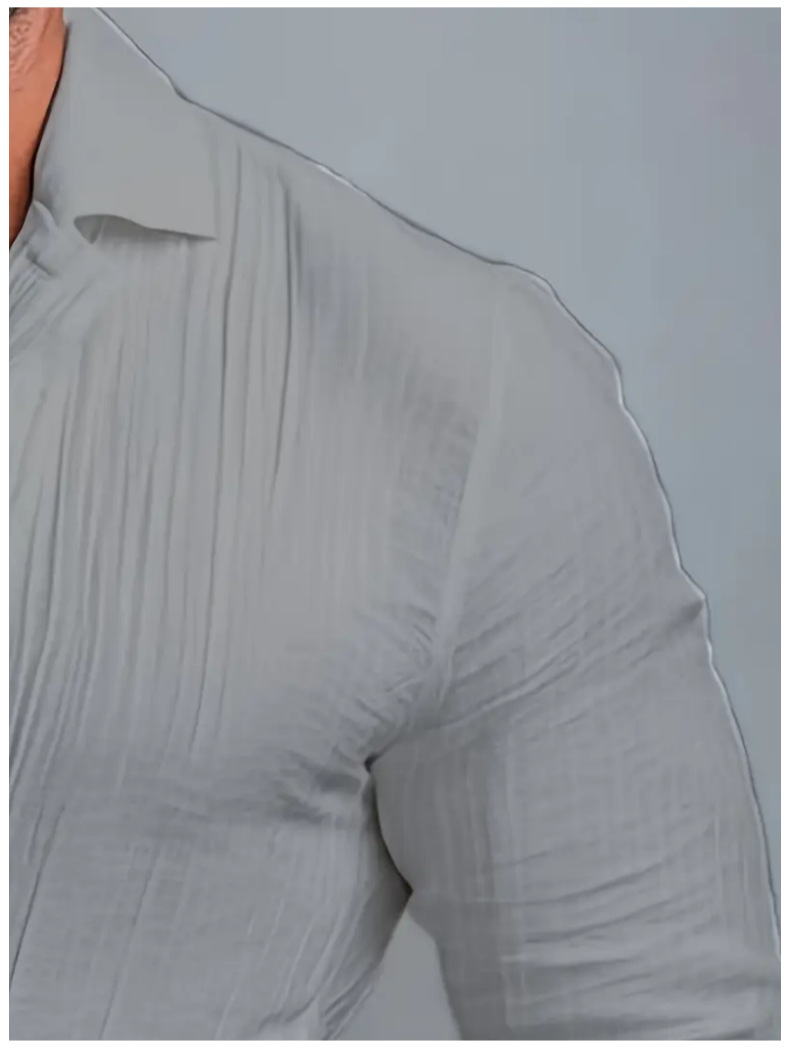 Camisa Textured Crossover V-Neck de manga larga Pullover para hombre
