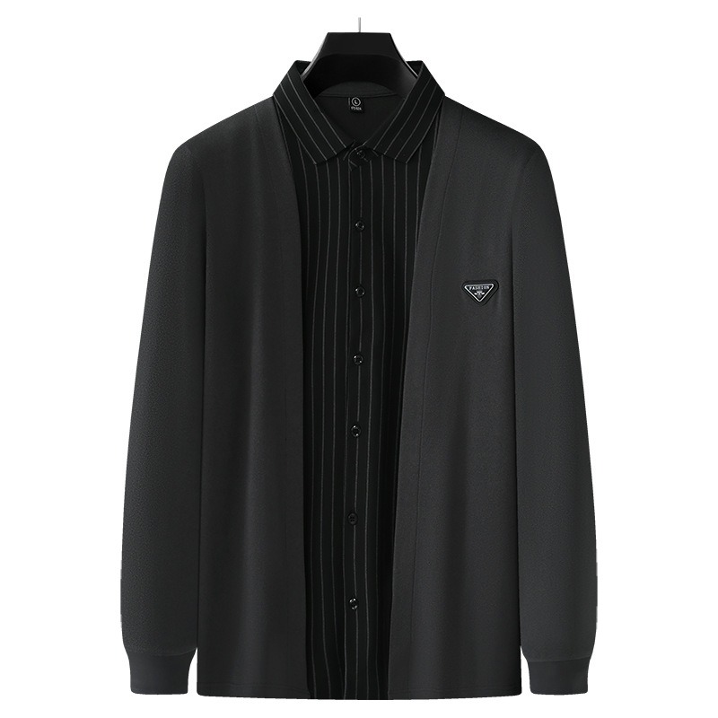 Camisa German velvecamiseta woven fabric fake two-piece suit