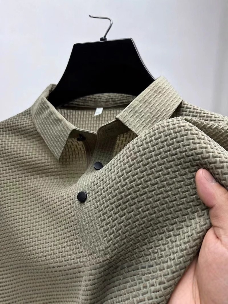 Camisa polo Ice seda Thin Mesh transpirable solapa de manga corta