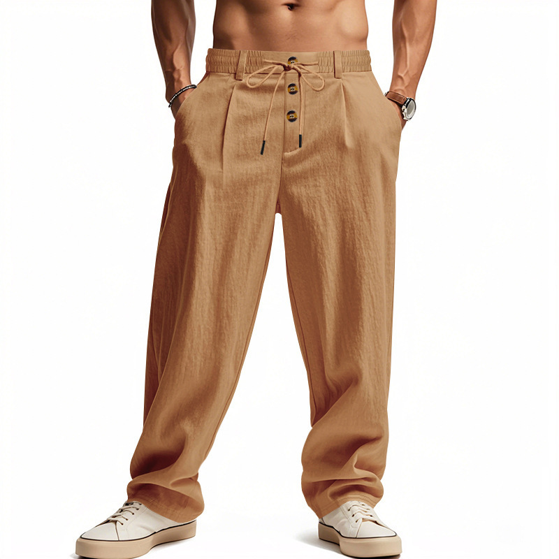 para hombre de lino Relaxed Straight-Leg pantalón