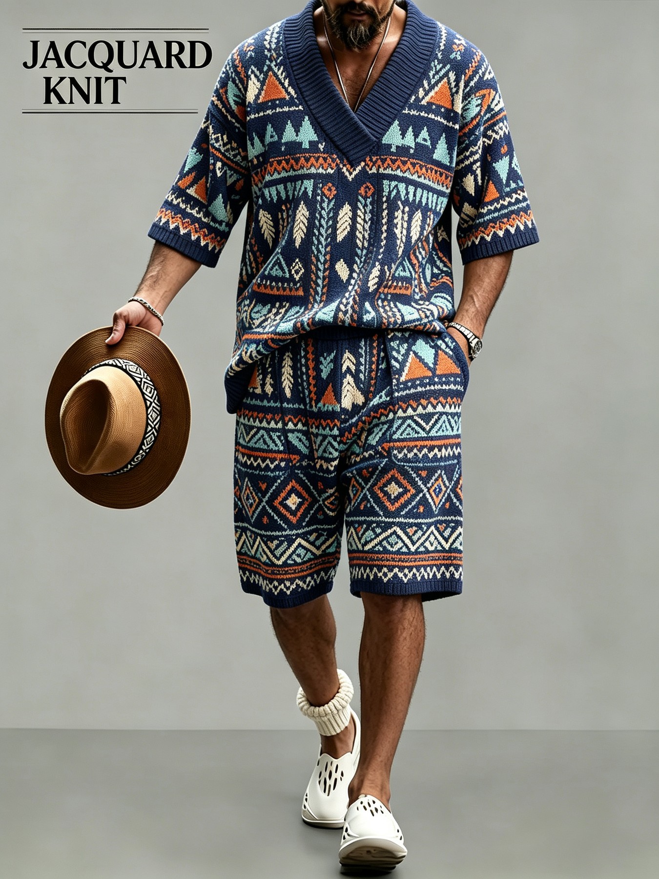 para hombre de manga corta camisa & shorts Set