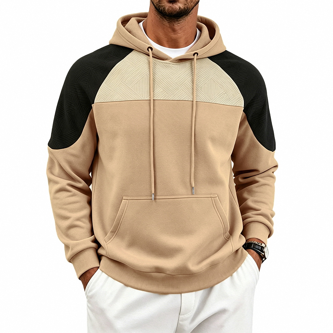 para hombre Colorblock Textured sudadera con capucha | Relaxed Fit Pullover Sweacamiseta