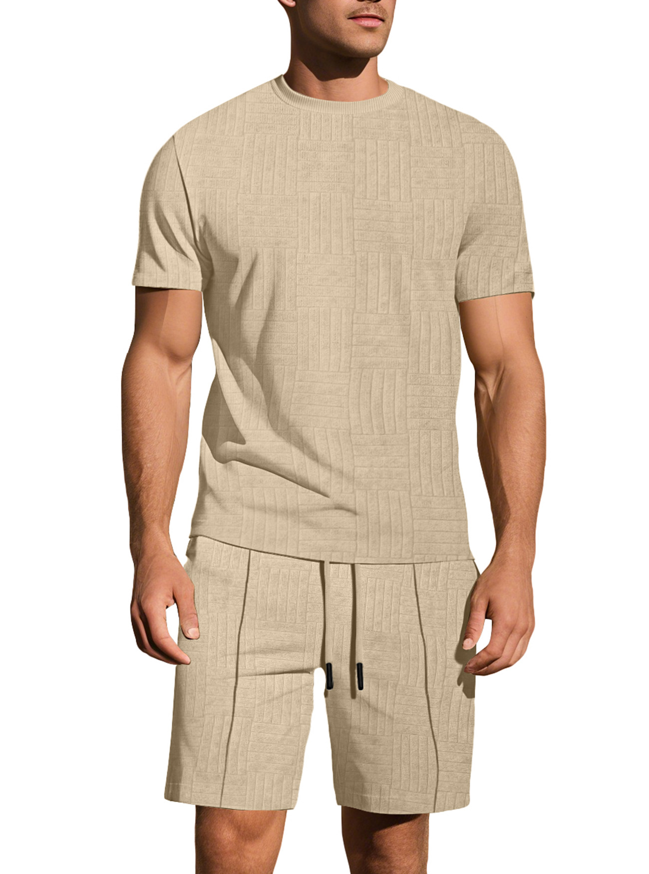 para hombre Relaxed de manga corta Jacquard camisa & shorts Set