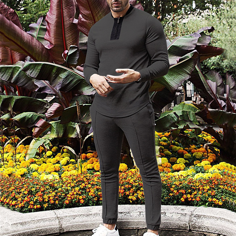 para hombre de manga larga casual conjunto de dos piezas