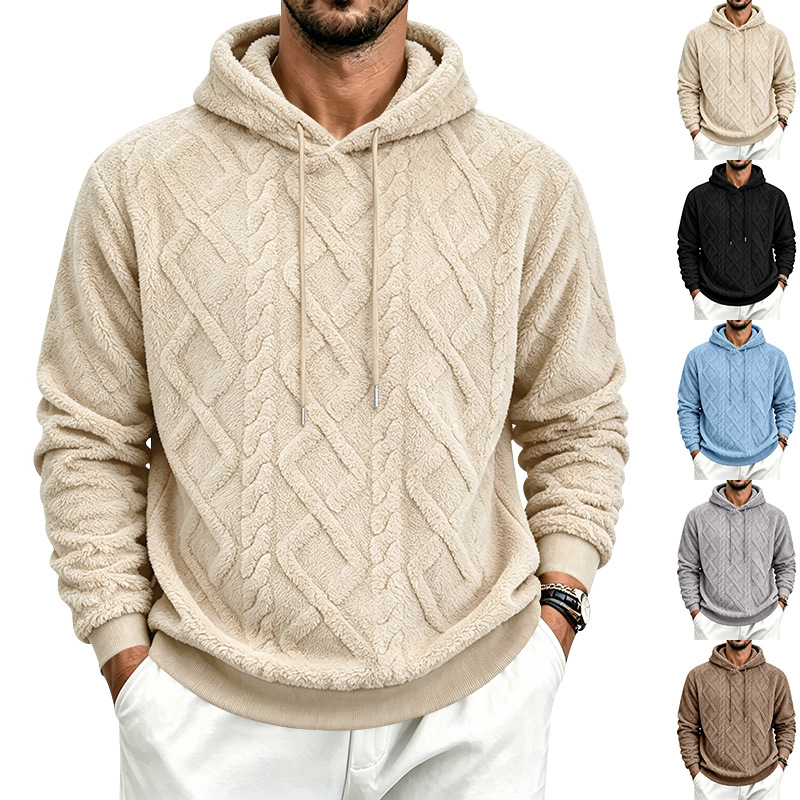 para hombre holgado-fitting warm plush simple pullover hooded sweacamiseta
