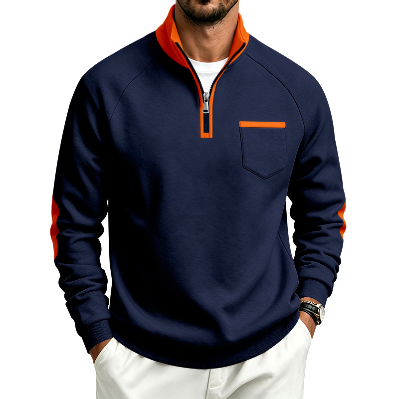 para hombre Fleece-Lined Half-Zip Sweacamiseta | Warm de manga larga Pullover