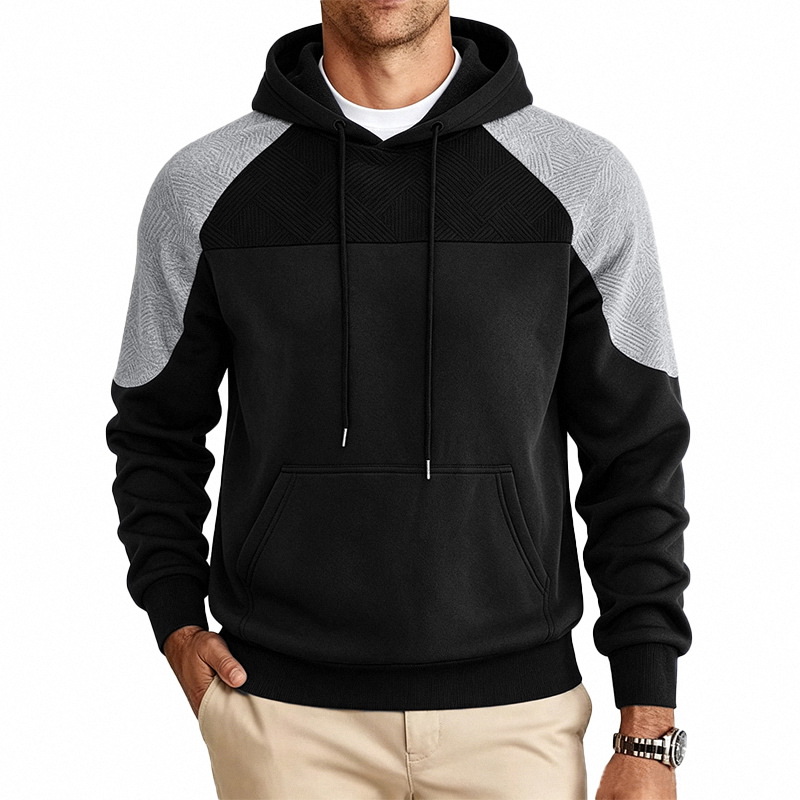 para hombre Colorblock Textured sudadera con capucha | Relaxed Fit Pullover Sweacamiseta