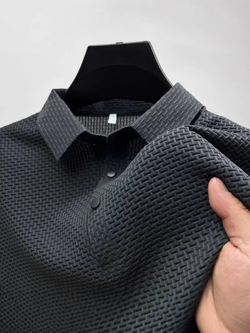 Camisa polo Ice seda Thin Mesh transpirable solapa de manga corta