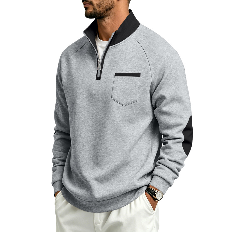 para hombre Fleece-Lined Half-Zip Sweacamiseta | Warm de manga larga Pullover