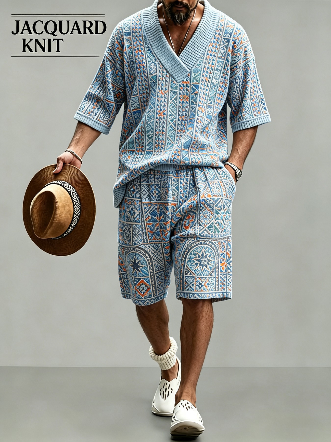 para hombre de manga corta camisa & shorts Set