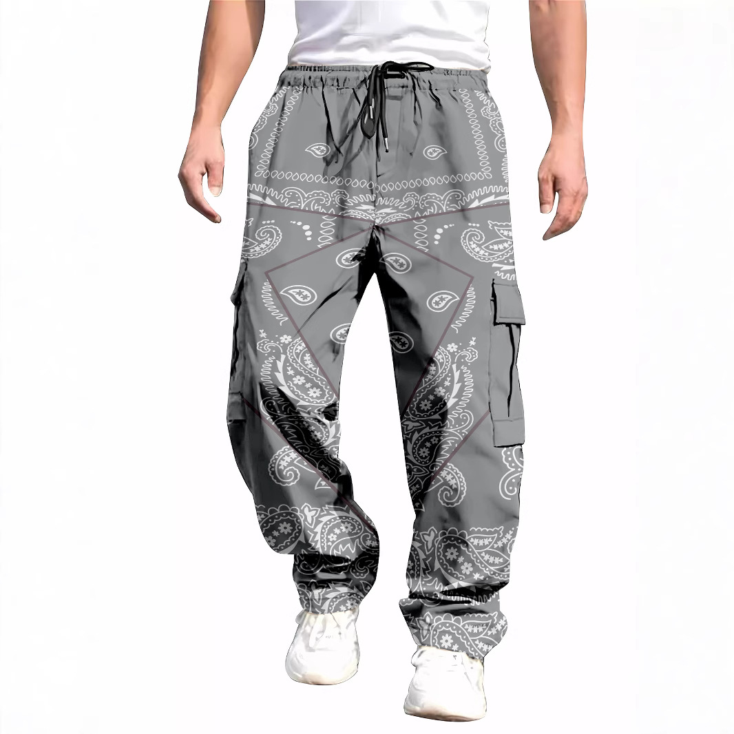 para hombre All-Over Print Cargo pantalón | Multi-Pocket Drawstring Trousers
