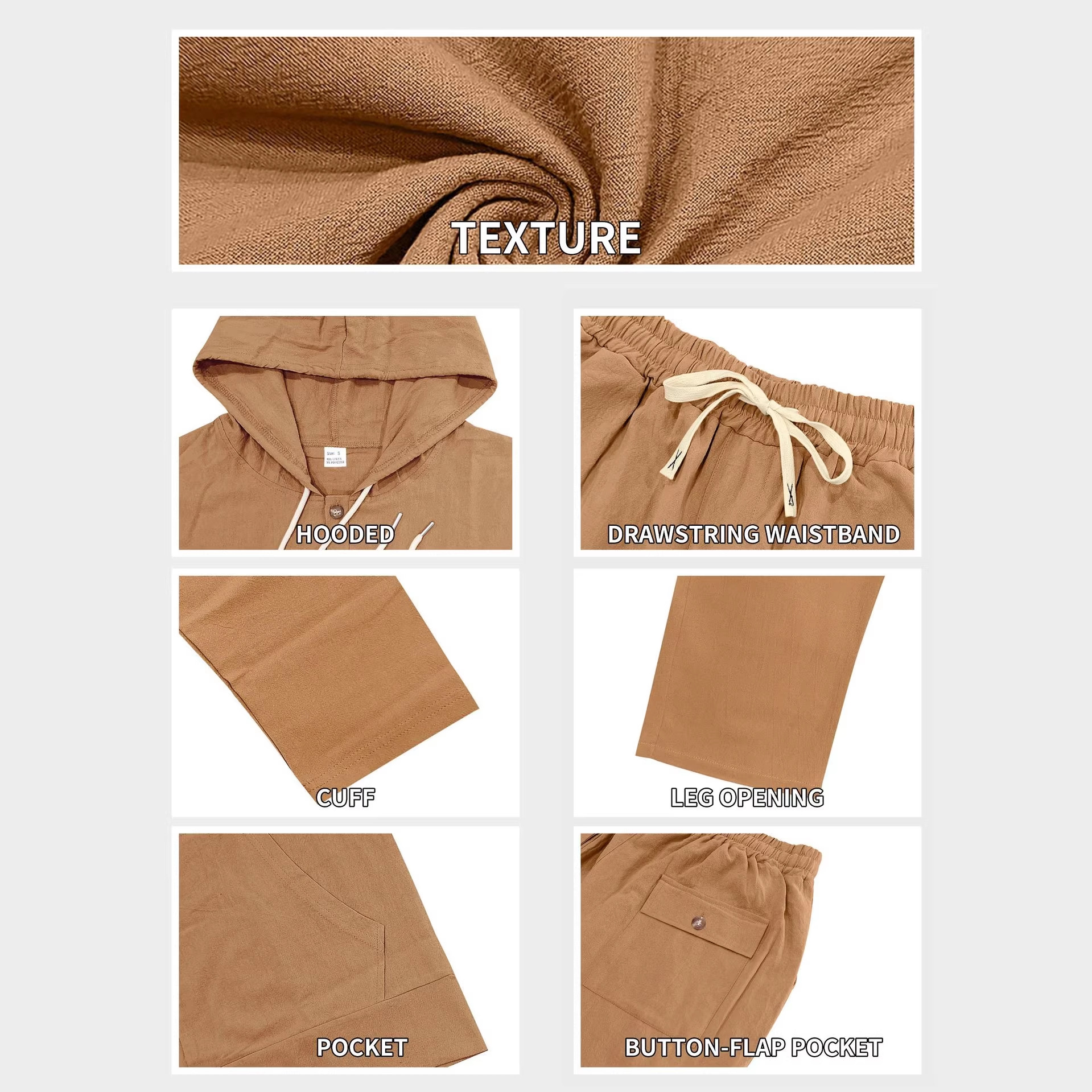 para hombre de lino camisa & pantalón Set