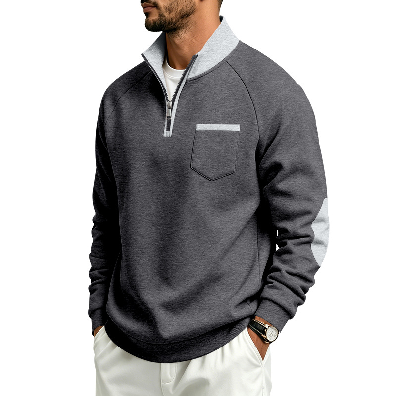 para hombre Fleece-Lined Half-Zip Sweacamiseta | Warm de manga larga Pullover