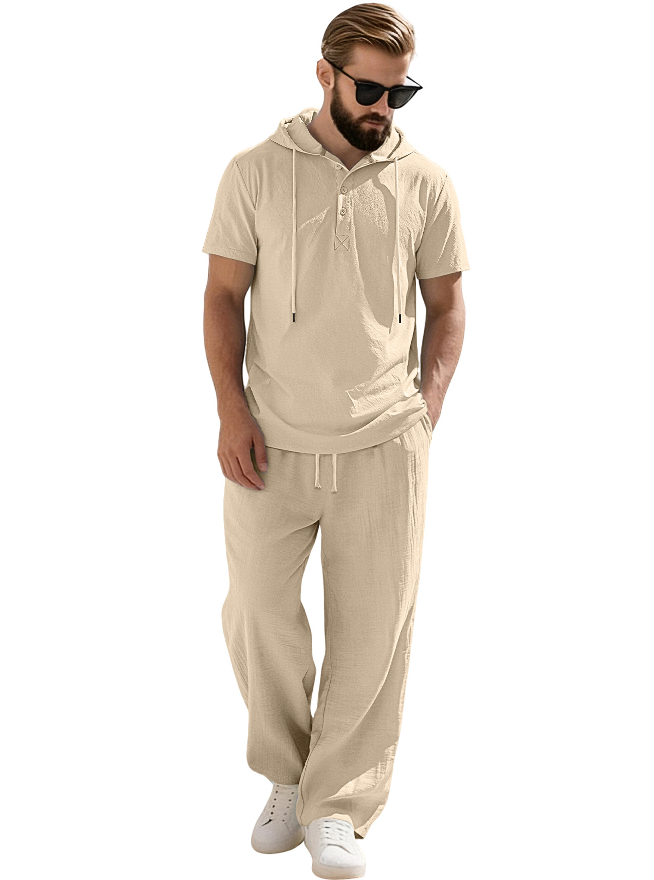 para hombre de manga corta sudadera con capucha & pantalón Set