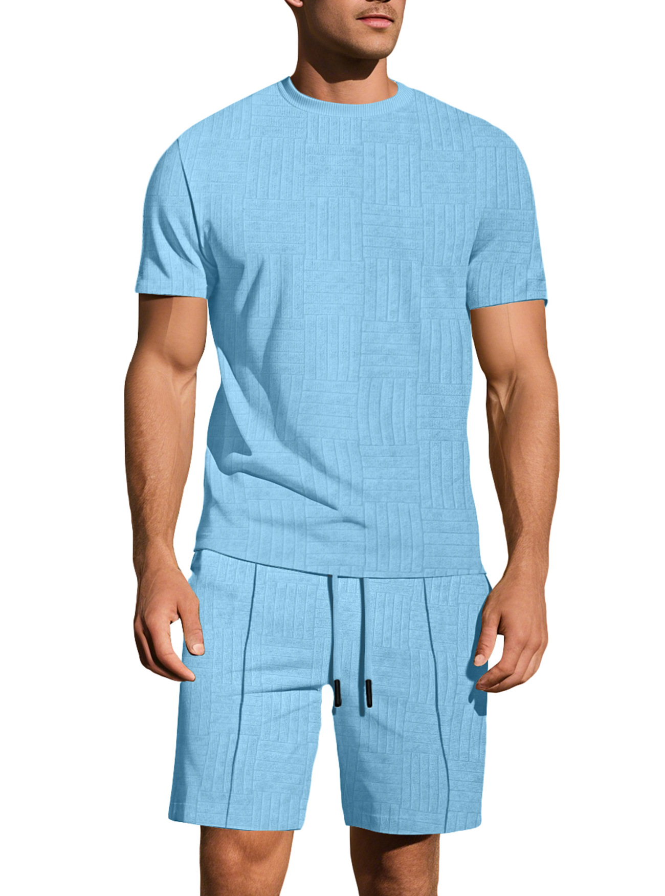 para hombre Relaxed de manga corta Jacquard camisa & shorts Set
