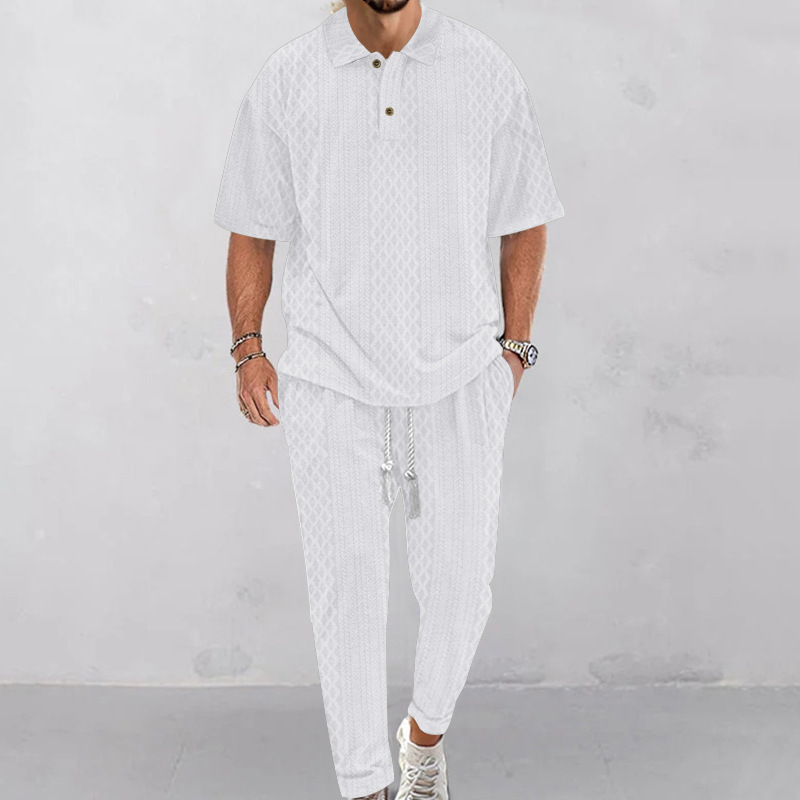 para hombre solid-color de manga corta top and long pantalón conjunto de dos piezas