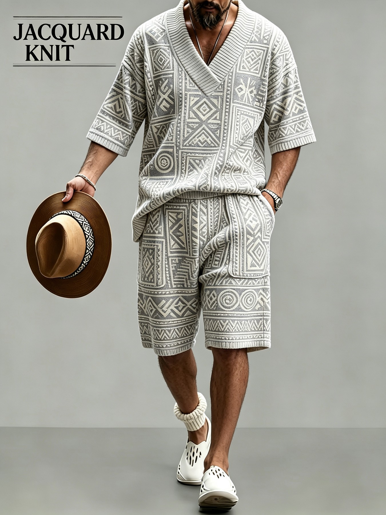 para hombre de manga corta camisa & shorts Set