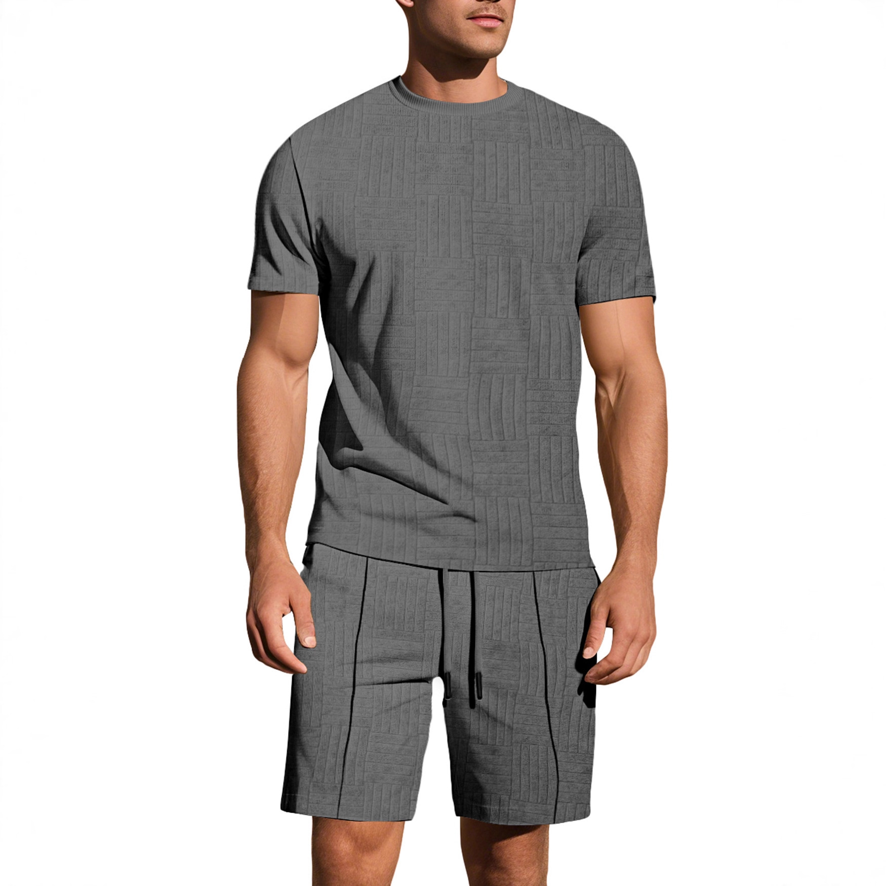 para hombre Relaxed de manga corta Jacquard camisa & shorts Set