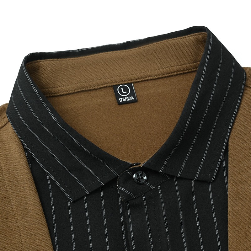 Camisa German velvecamiseta woven fabric fake two-piece suit