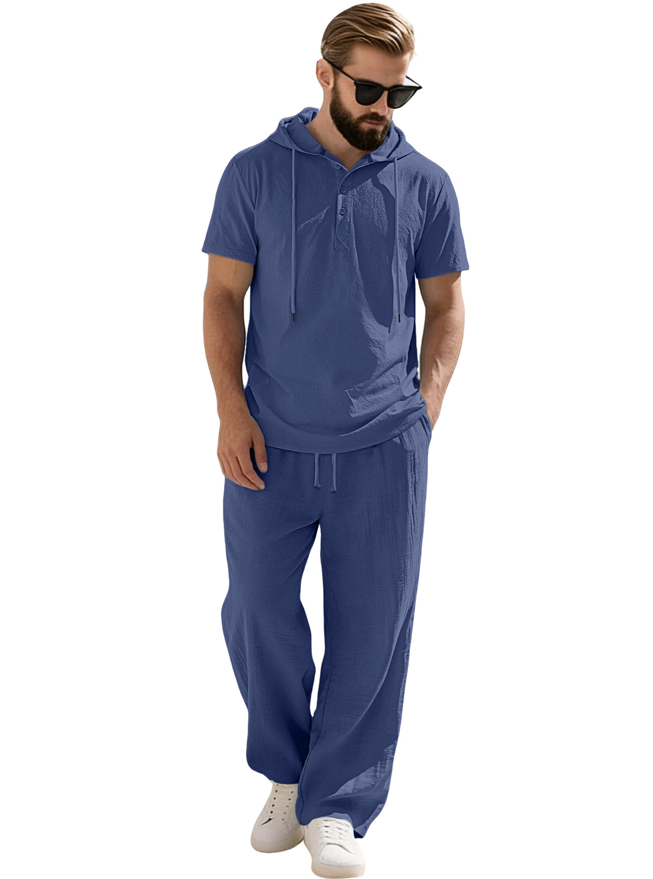 para hombre de manga corta sudadera con capucha & pantalón Set