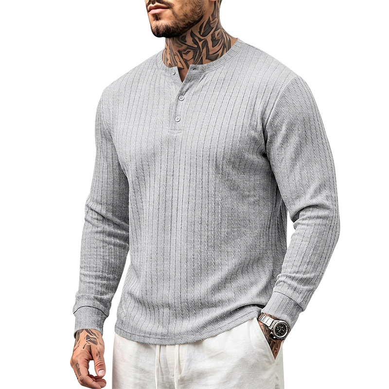 para hombre Textured tejido Henley camisa | Relaxed Fit de manga larga Top