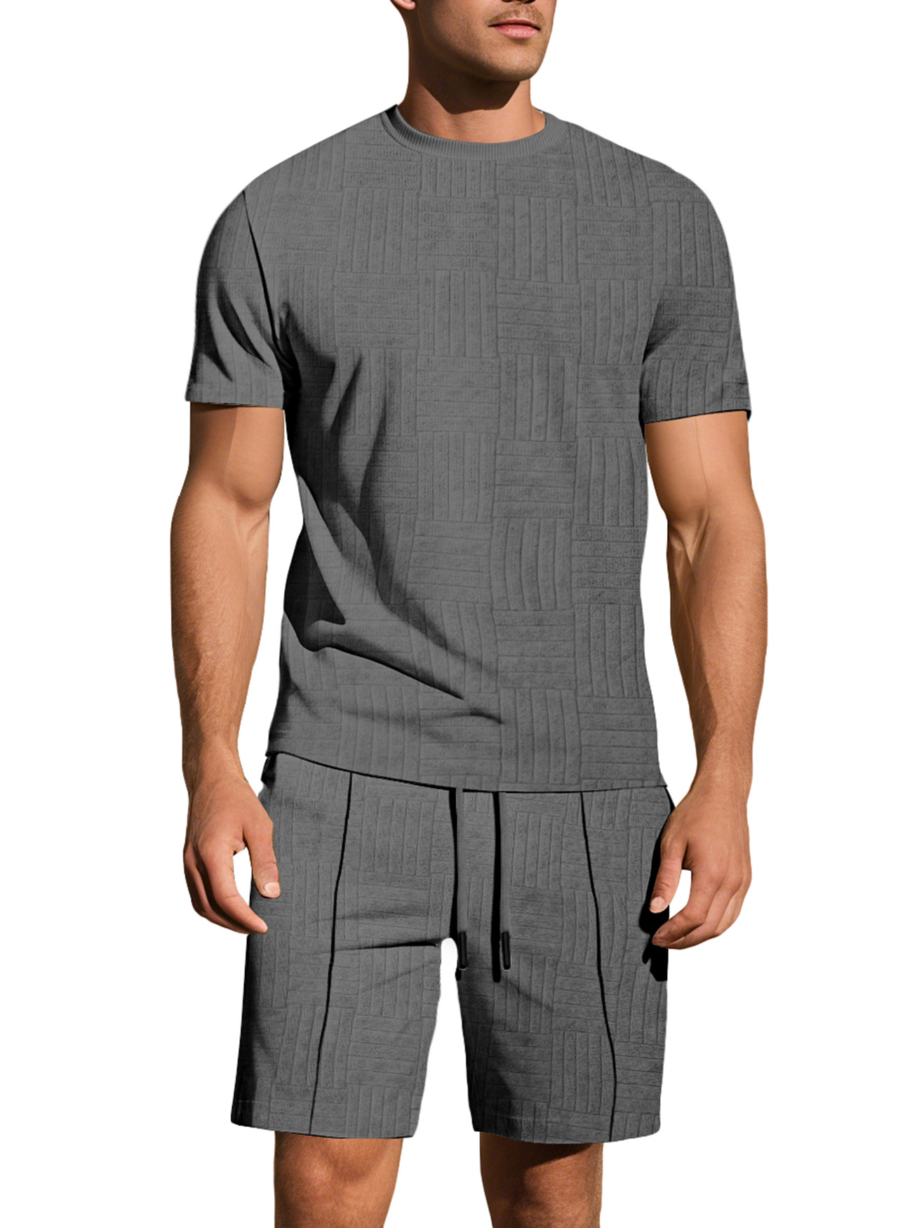 para hombre Relaxed de manga corta Jacquard camisa & shorts Set