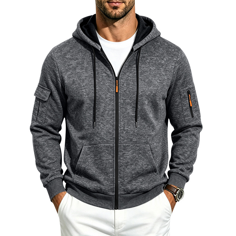 para hombre holgado-fitting fleece-lined hooded casual chaqueta