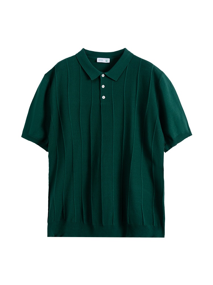 Camisa polo clásico ejecutivo casual de manga corta Cable Texture para hombre