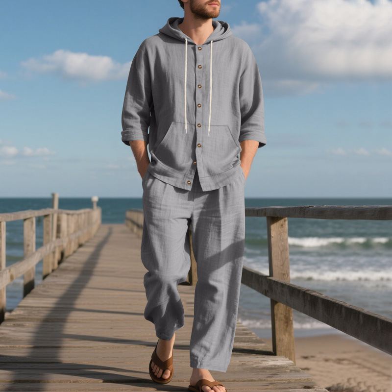 para hombre de lino camisa & pantalón Set