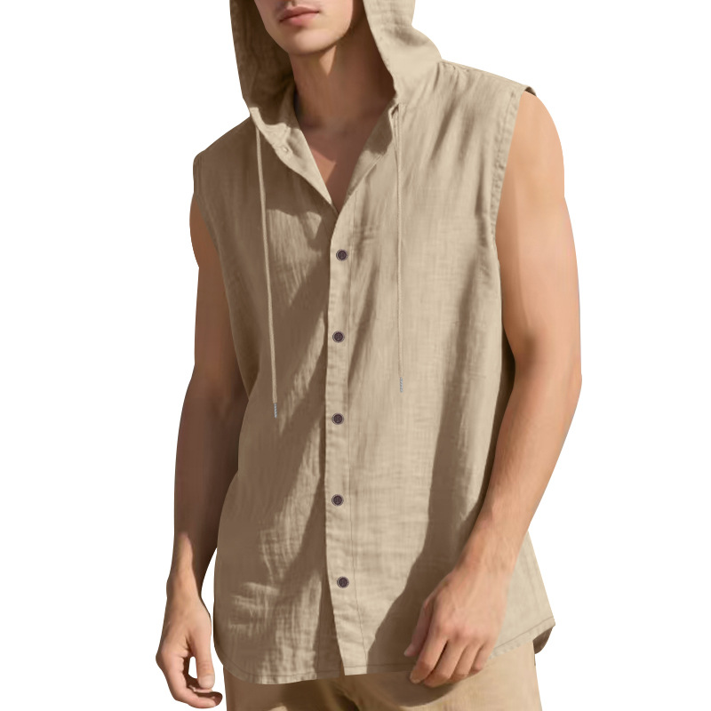 para hombre Sleeveless de lino camisa