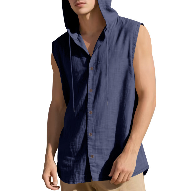 para hombre Sleeveless de lino camisa