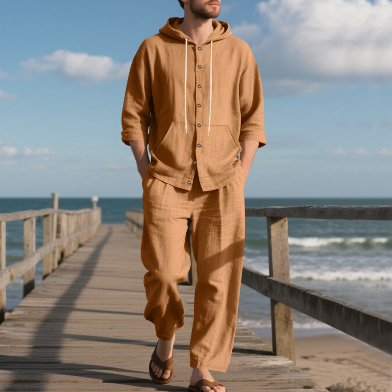 para hombre de lino camisa & pantalón Set