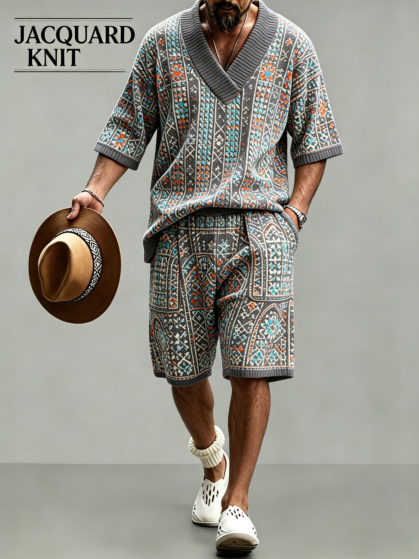 para hombre de manga corta camisa & shorts Set