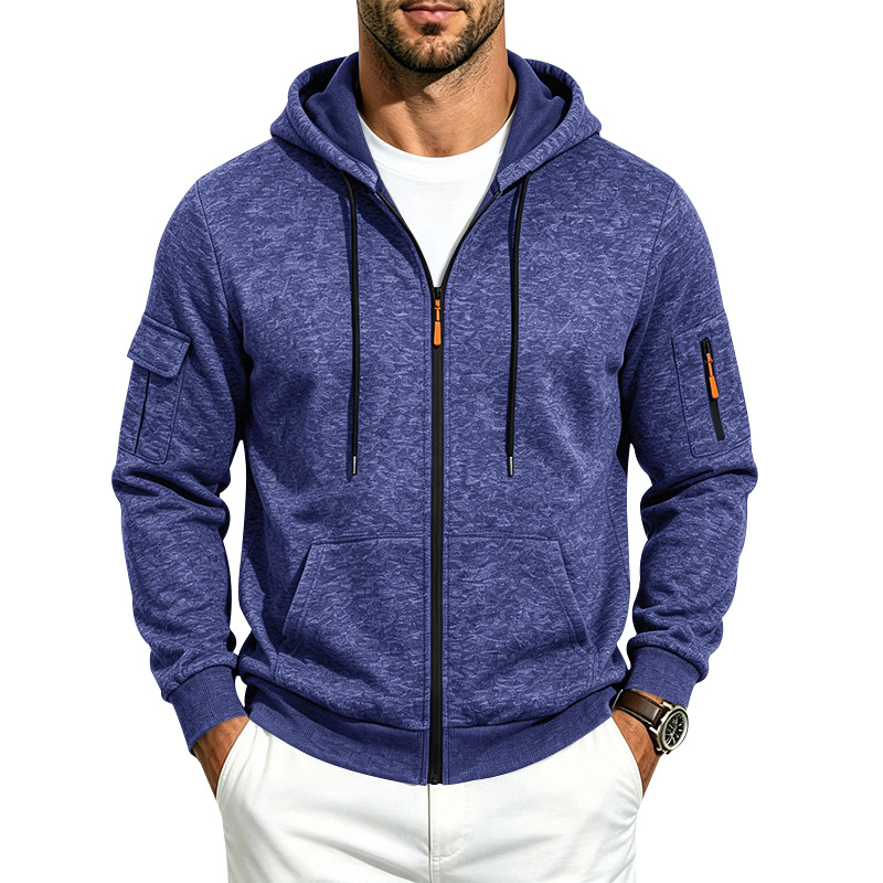 para hombre holgado-fitting fleece-lined hooded casual chaqueta